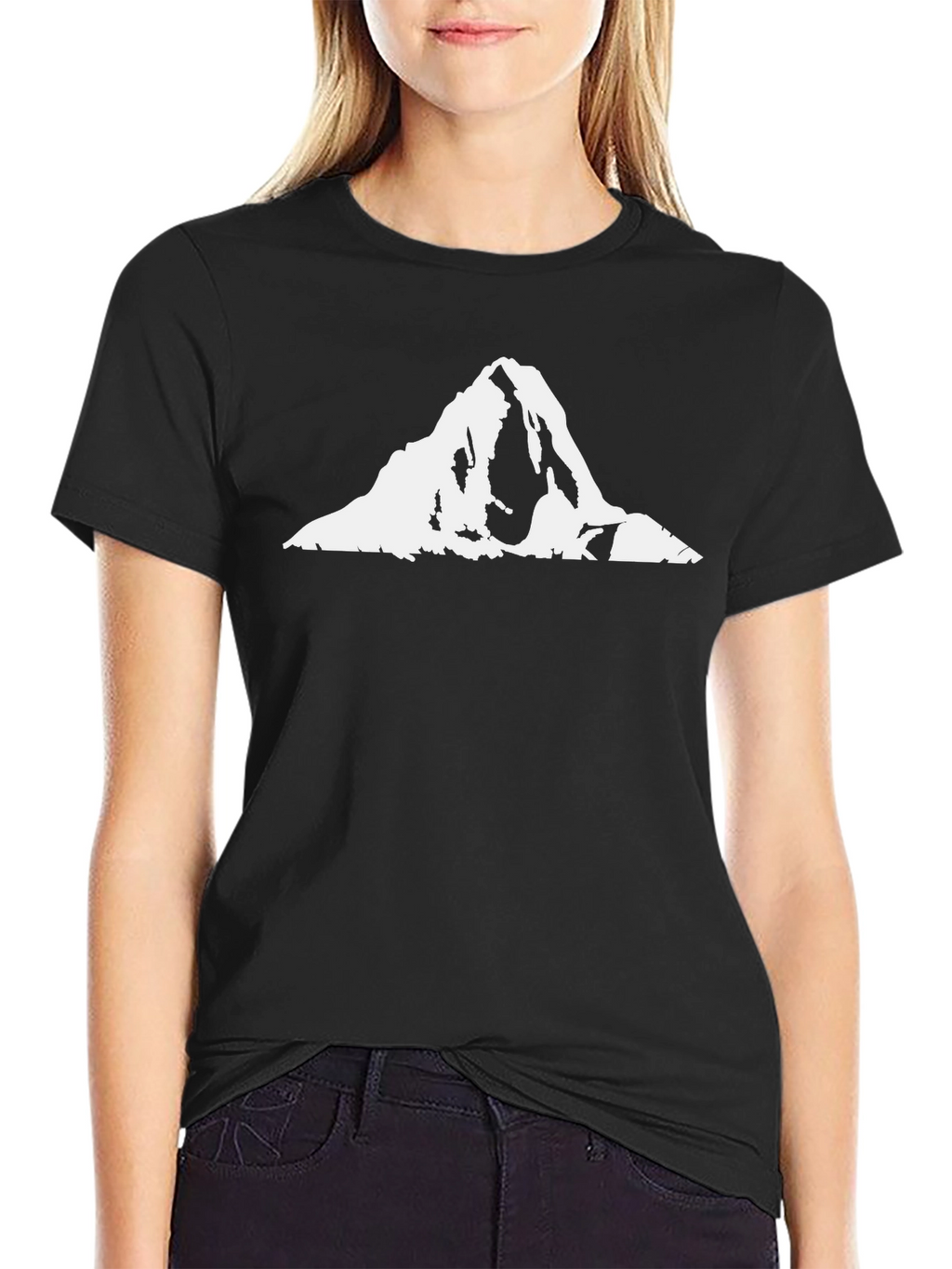 Mountain Peak Graphic Tee - Black Cotton T-Shirt