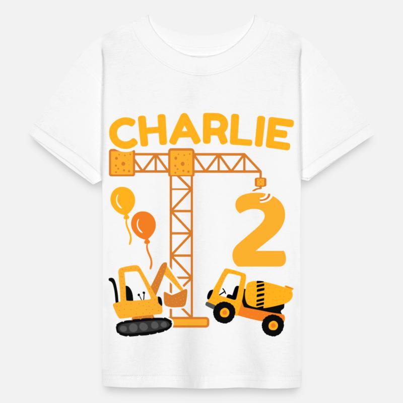 2nd Birthday First Name Charlie Excavator