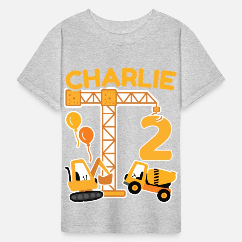 2nd Birthday First Name Charlie Excavator