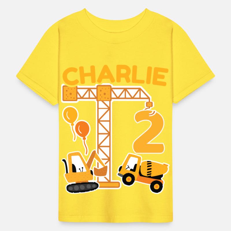 2nd Birthday First Name Charlie Excavator