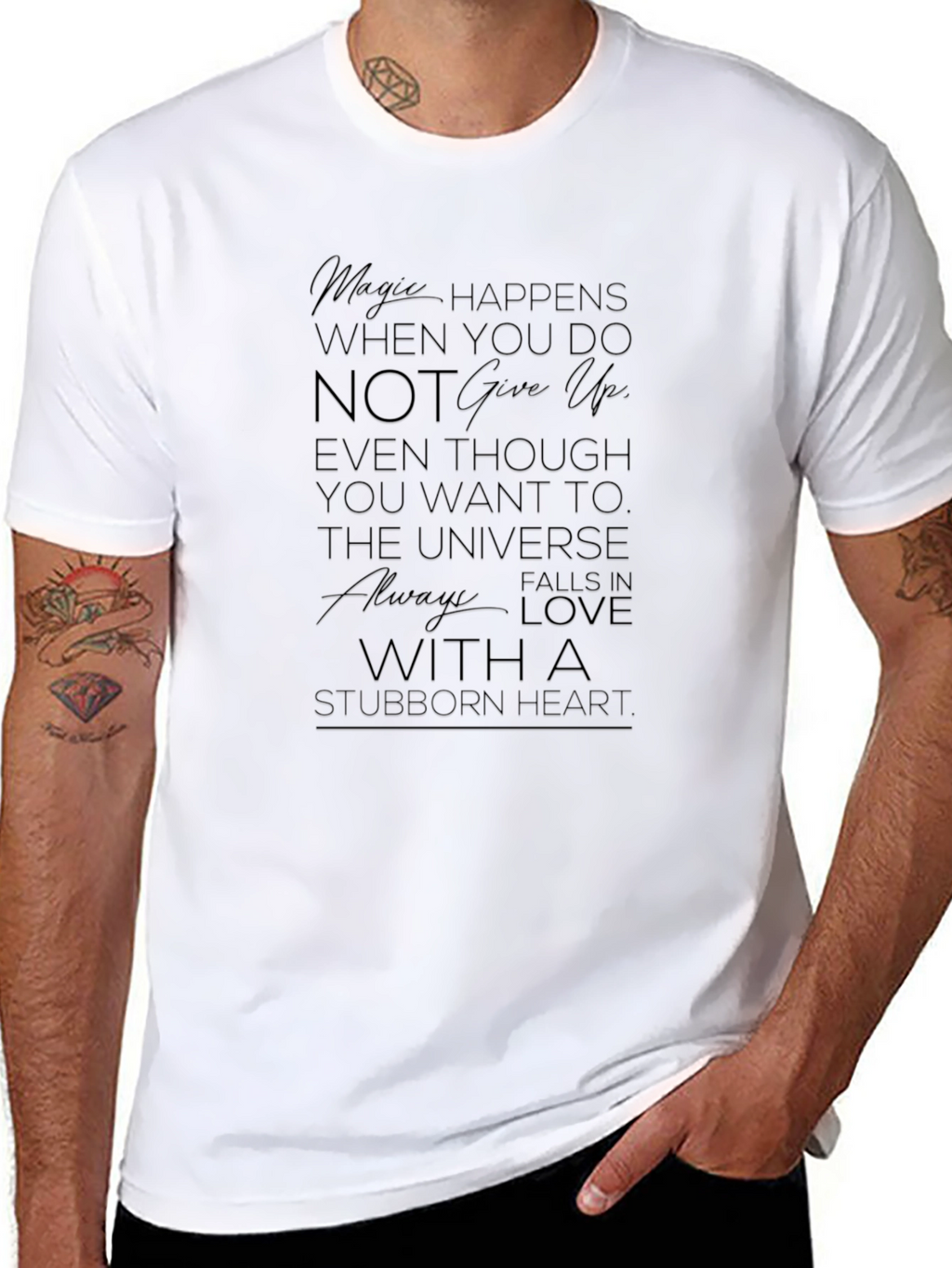 Magic Happens Stubborn Heart Mens T-Shirt