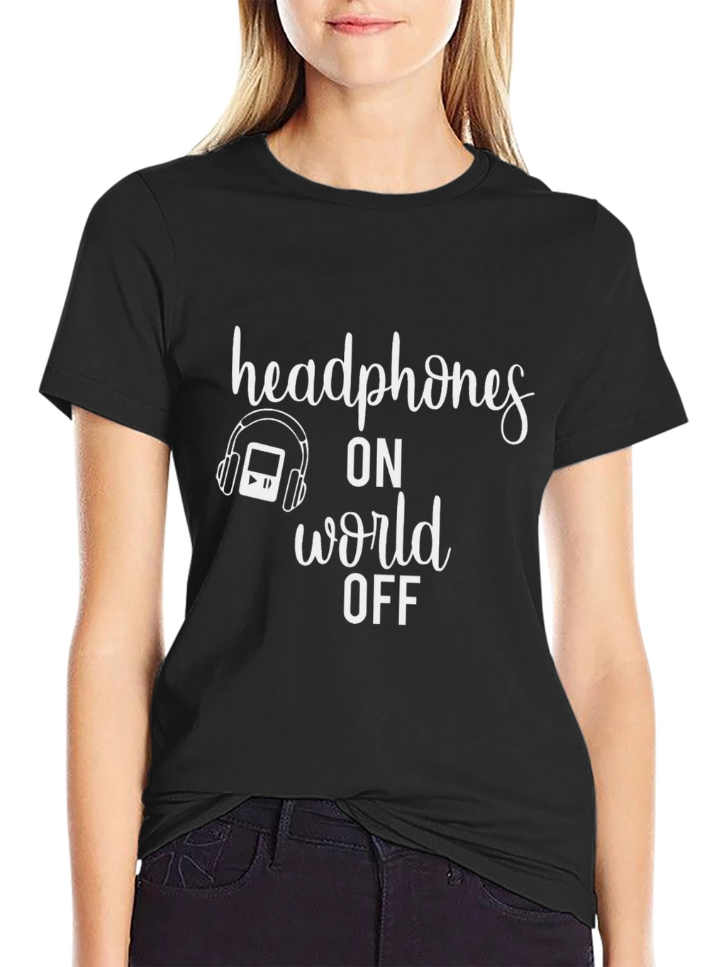 Headphones On World Off T-Shirt Music Lover Tee