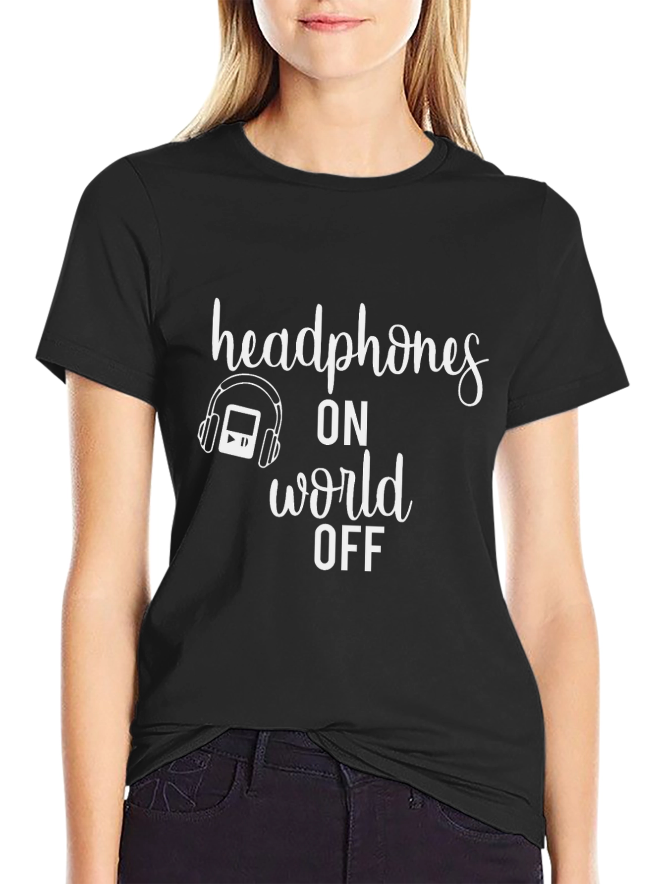 Headphones On World Off T-Shirt Music Lover Tee