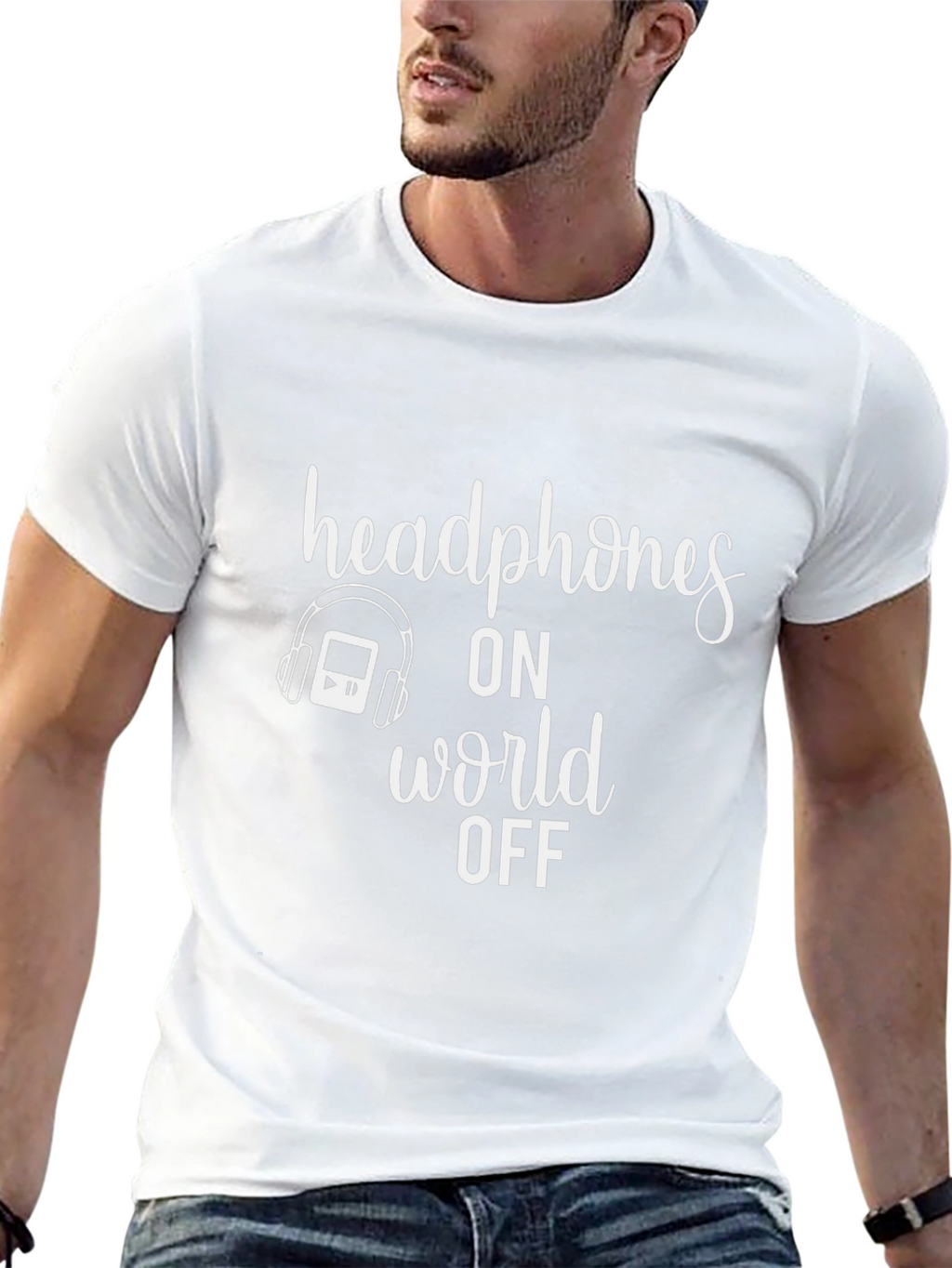 Headphones On World Off T-Shirt Music Lover Tee