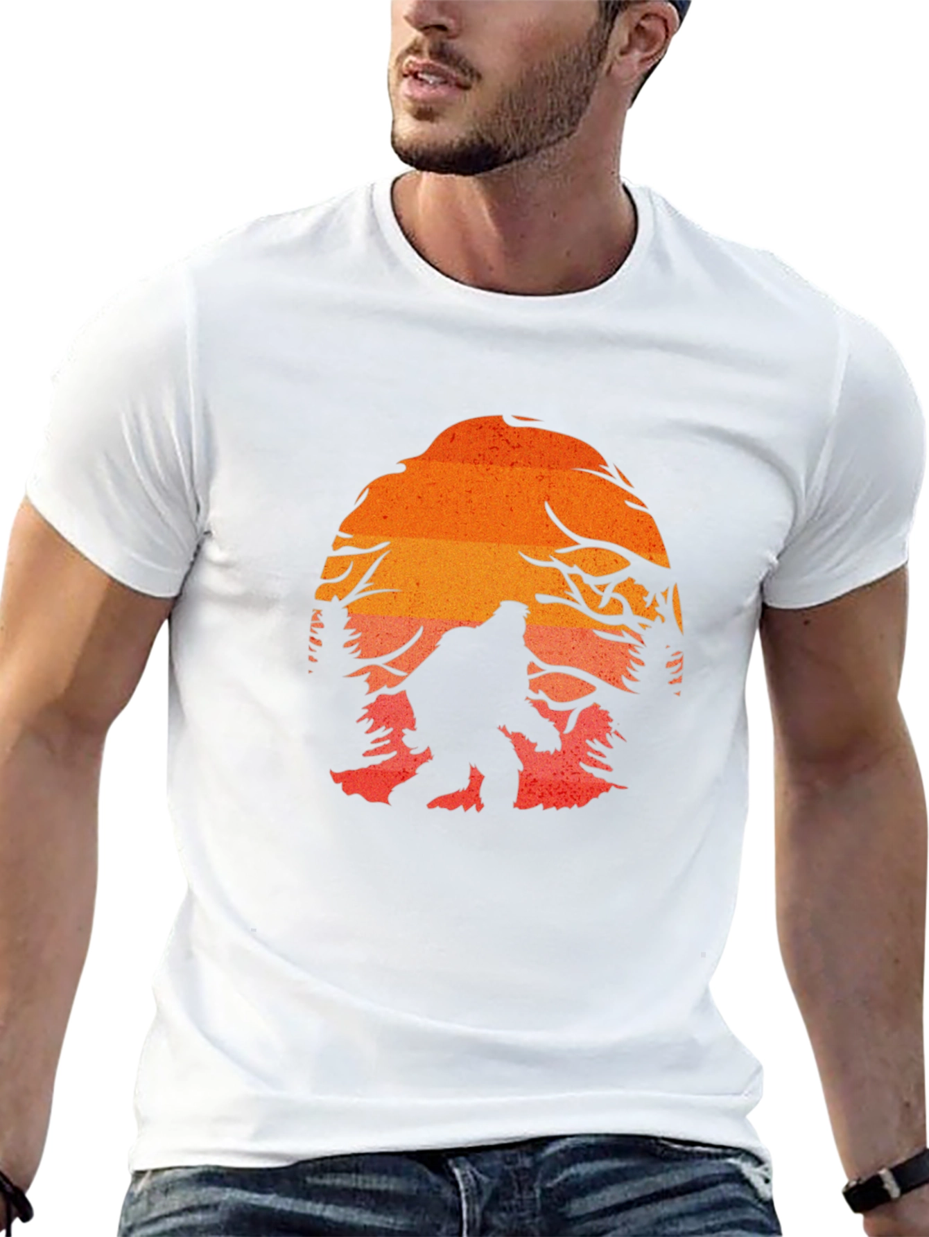 Bigfoot Sunset Graphic Tee - Black Cotton Blend