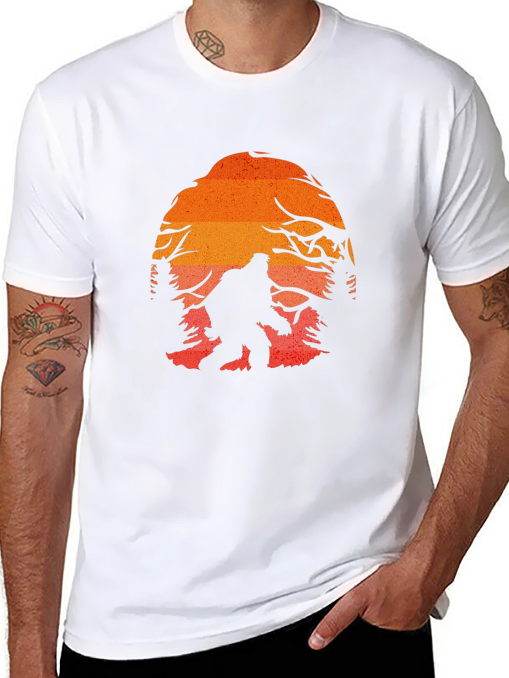 Bigfoot Sunset Graphic Tee - Black Cotton Blend