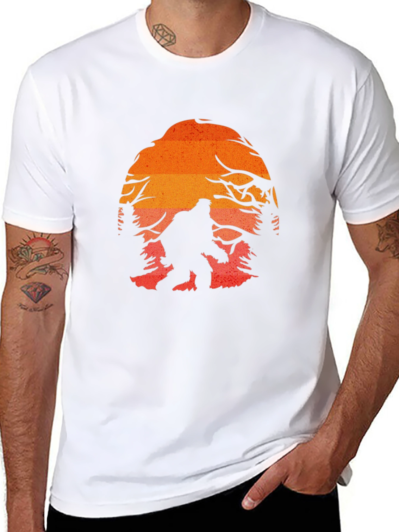 Bigfoot Sunset Graphic Tee - Black Cotton Blend