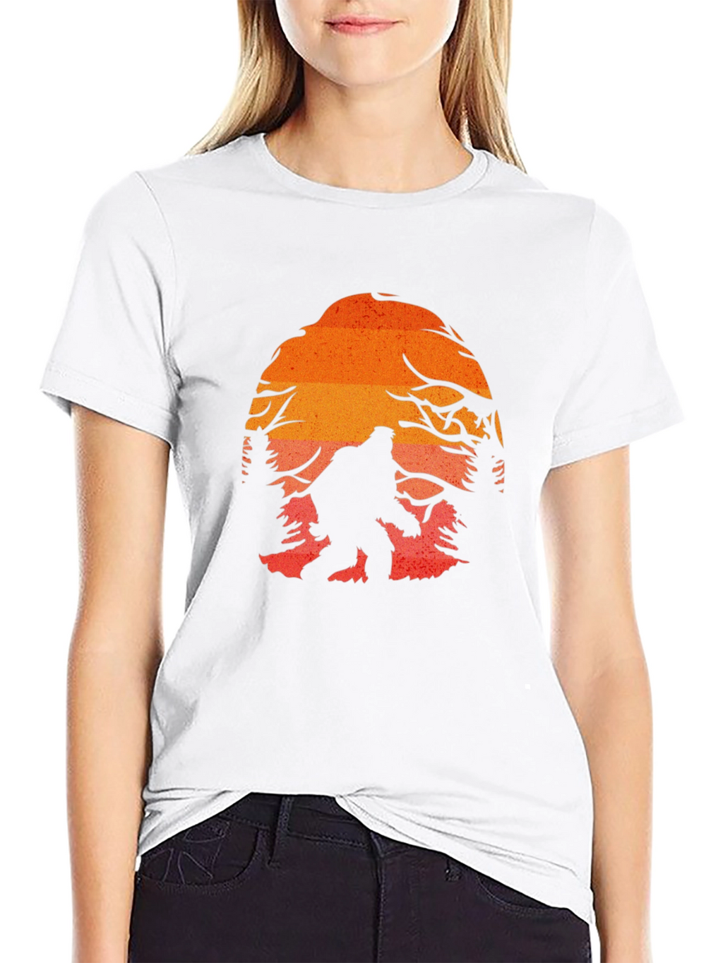 Bigfoot Sunset Graphic Tee - Black Cotton Blend