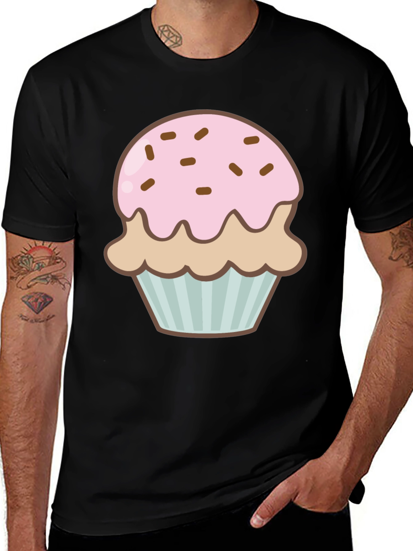 Cupcake Graphic Print Black T-Shirt
