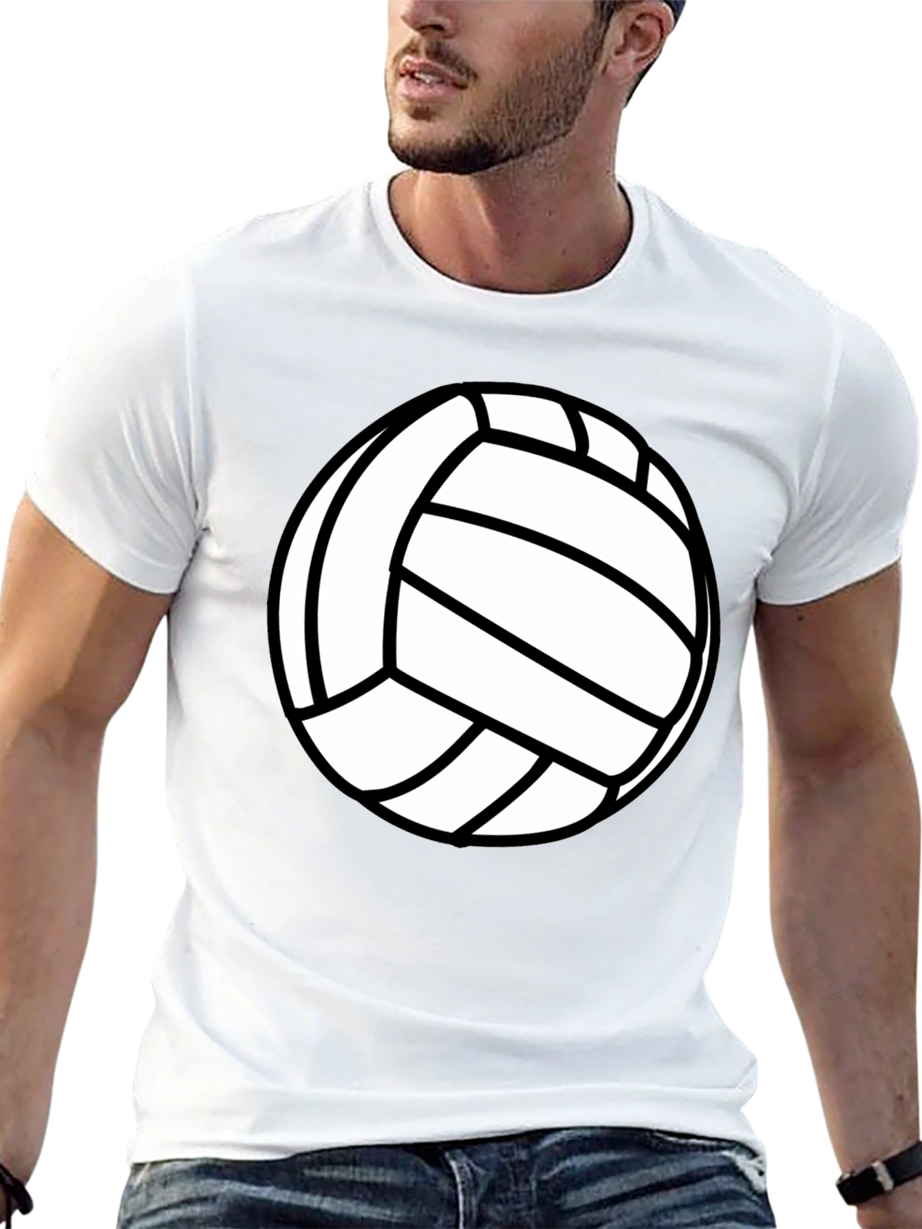 Volleyball Graphic Tee - Black Cotton T-Shirt
