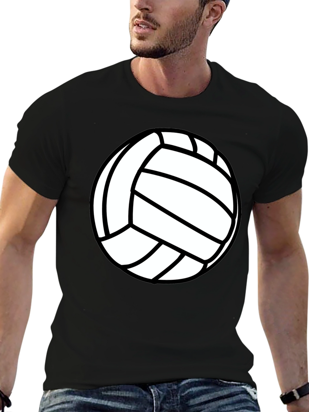 Volleyball Graphic Tee - Black Cotton T-Shirt