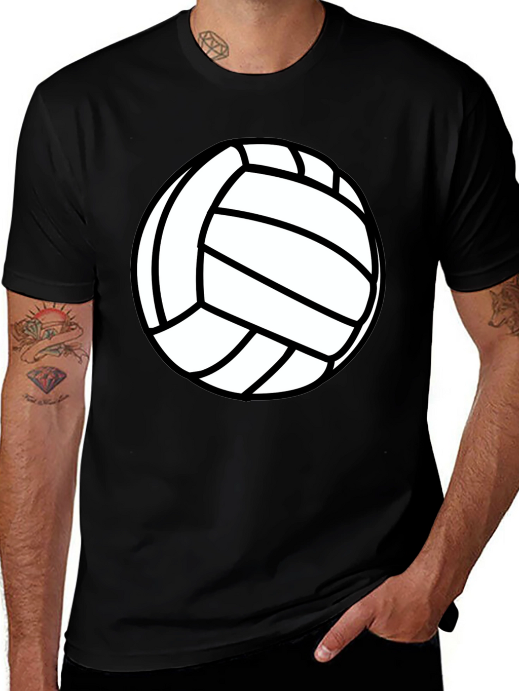 Volleyball Graphic Tee - Black Cotton T-Shirt