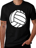 Volleyball Graphic Tee - Black Cotton T-Shirt