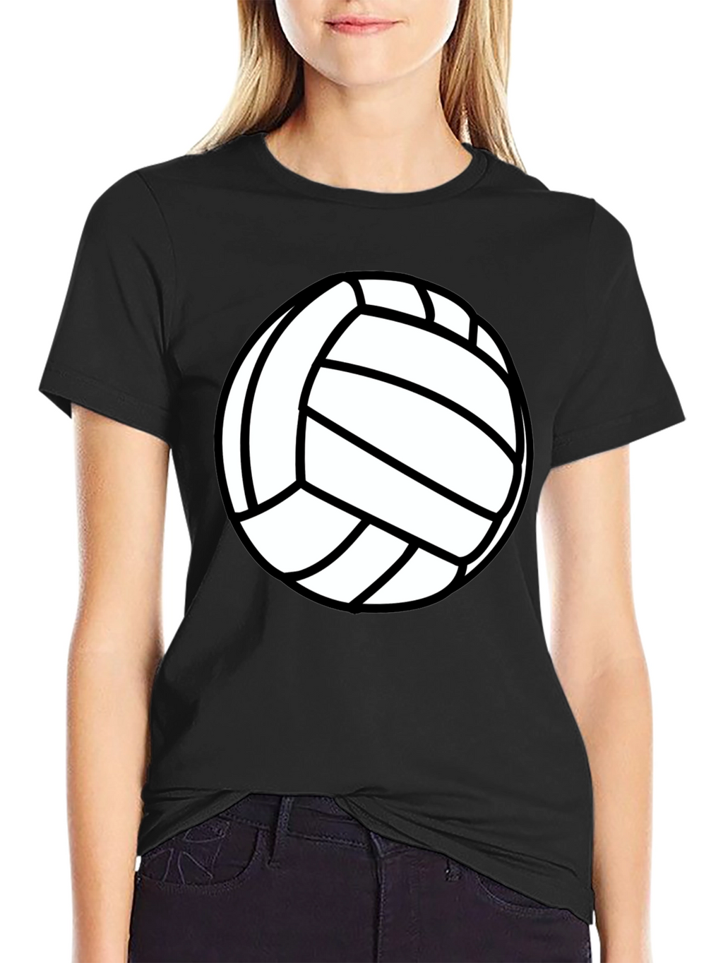 Volleyball Graphic Tee - Black Cotton T-Shirt
