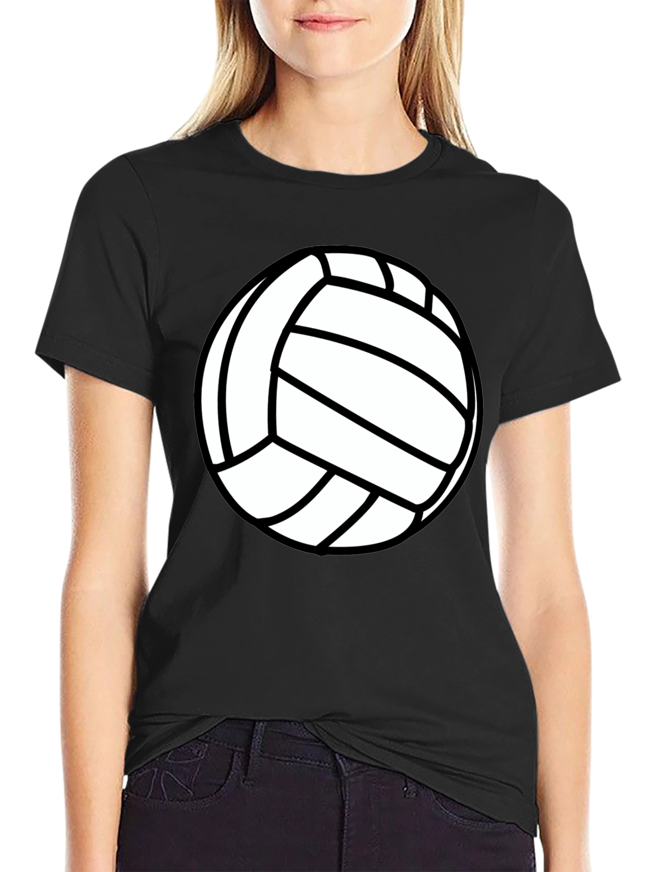 Volleyball Graphic Tee - Black Cotton T-Shirt