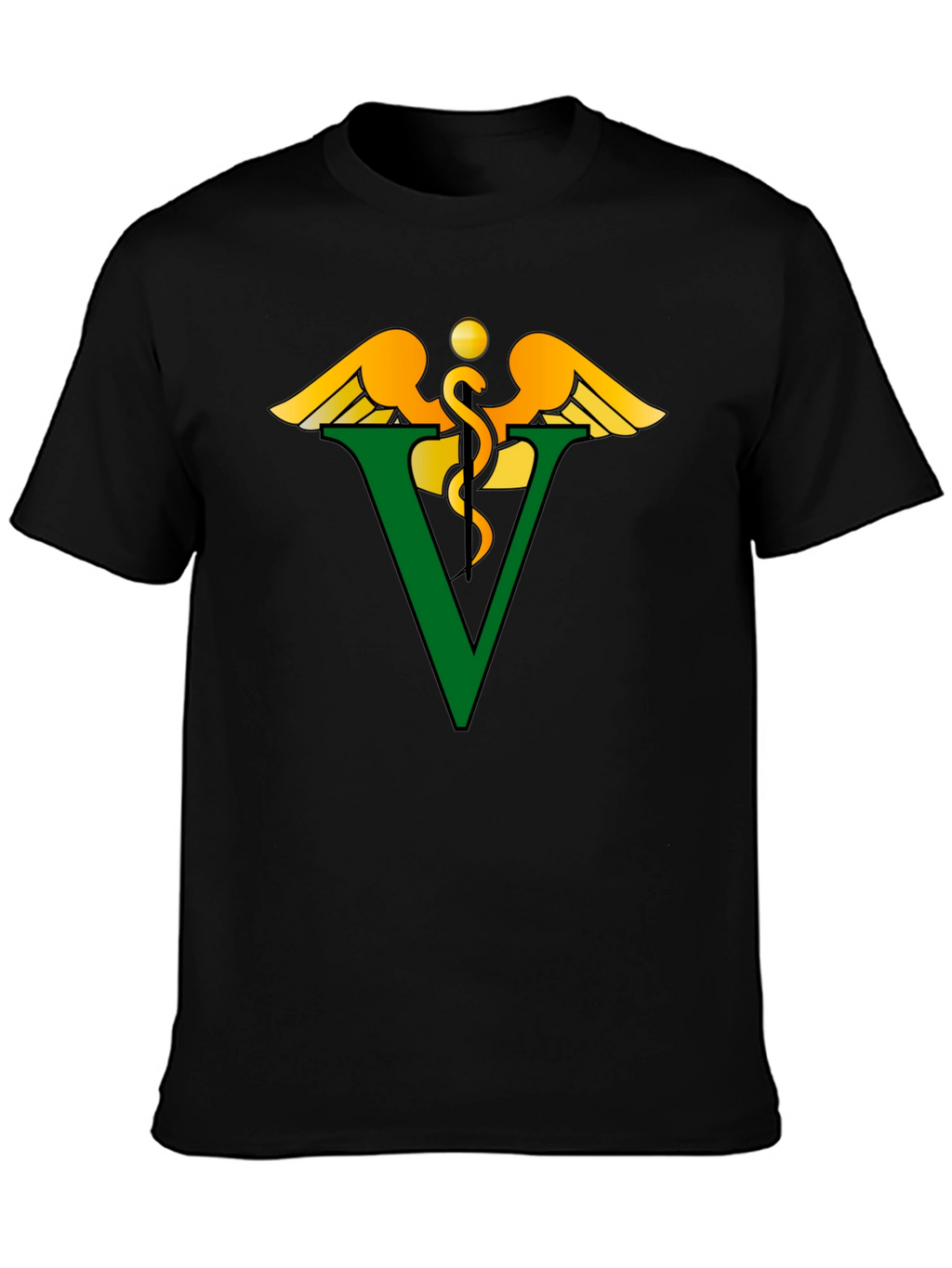 Veterinary Caduceus Symbol Black T-Shirt