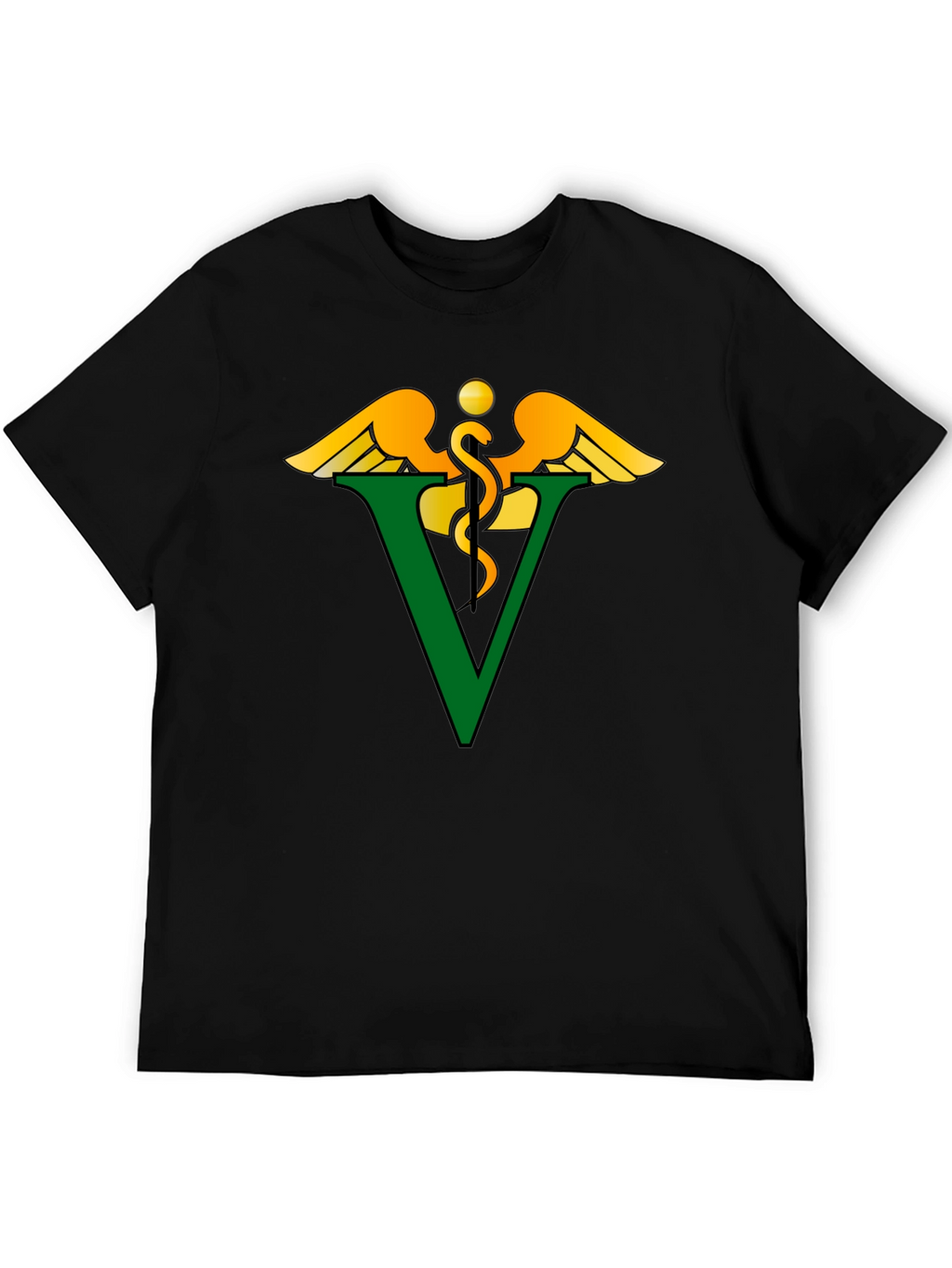 Veterinary Caduceus Symbol Black T-Shirt