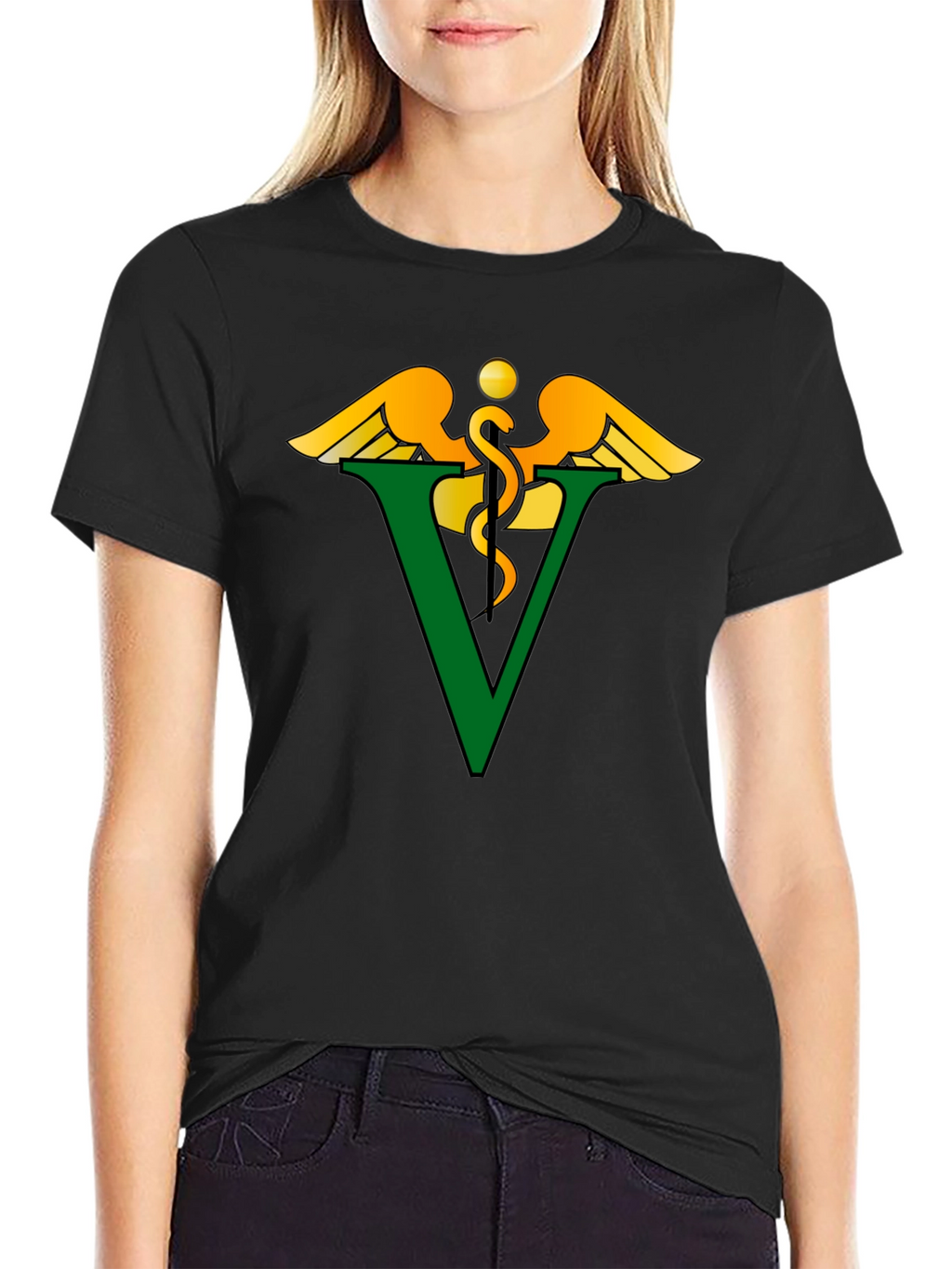 Veterinary Caduceus Symbol Black T-Shirt