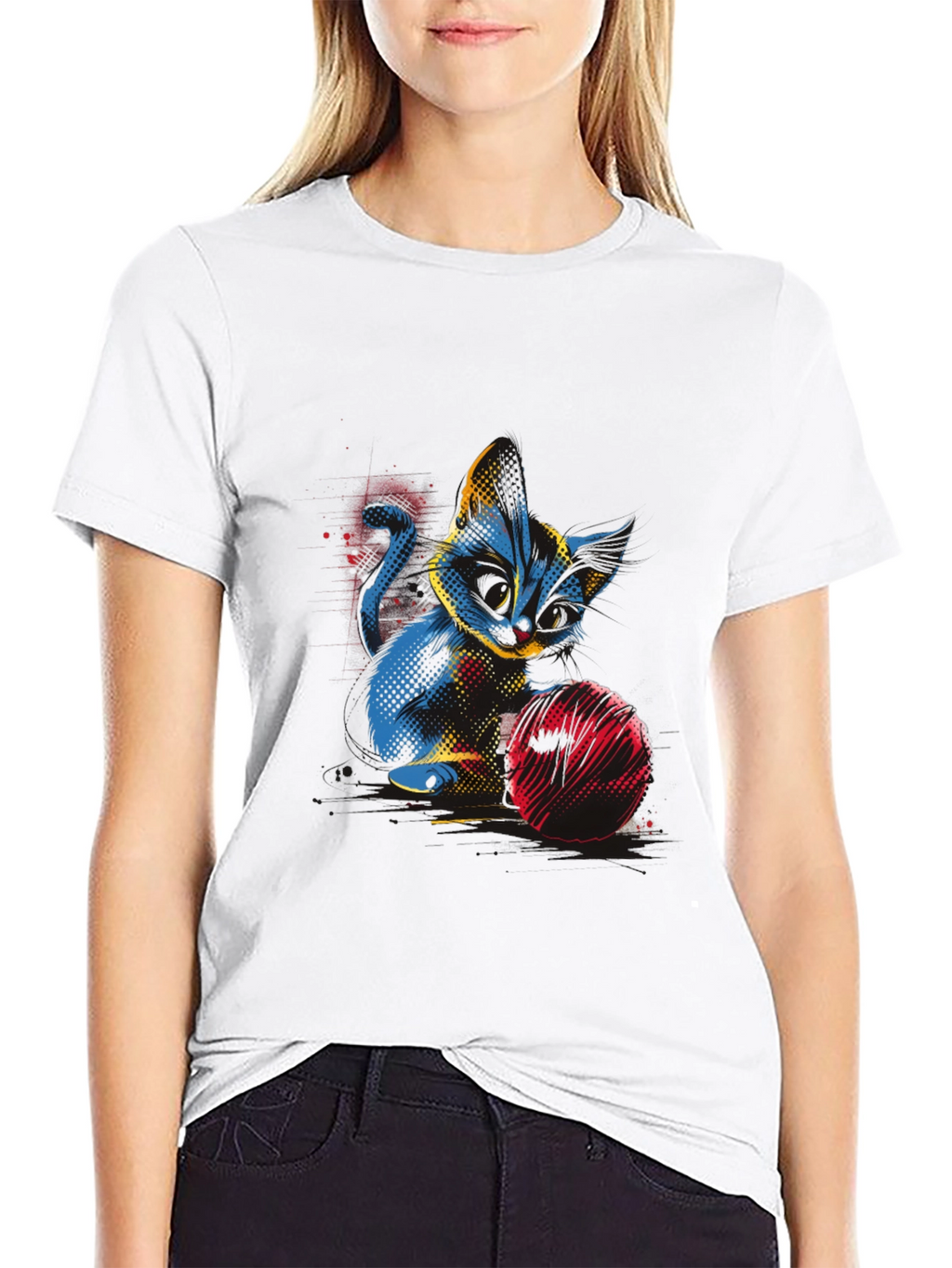 Abstract Cat Graphic T-Shirt