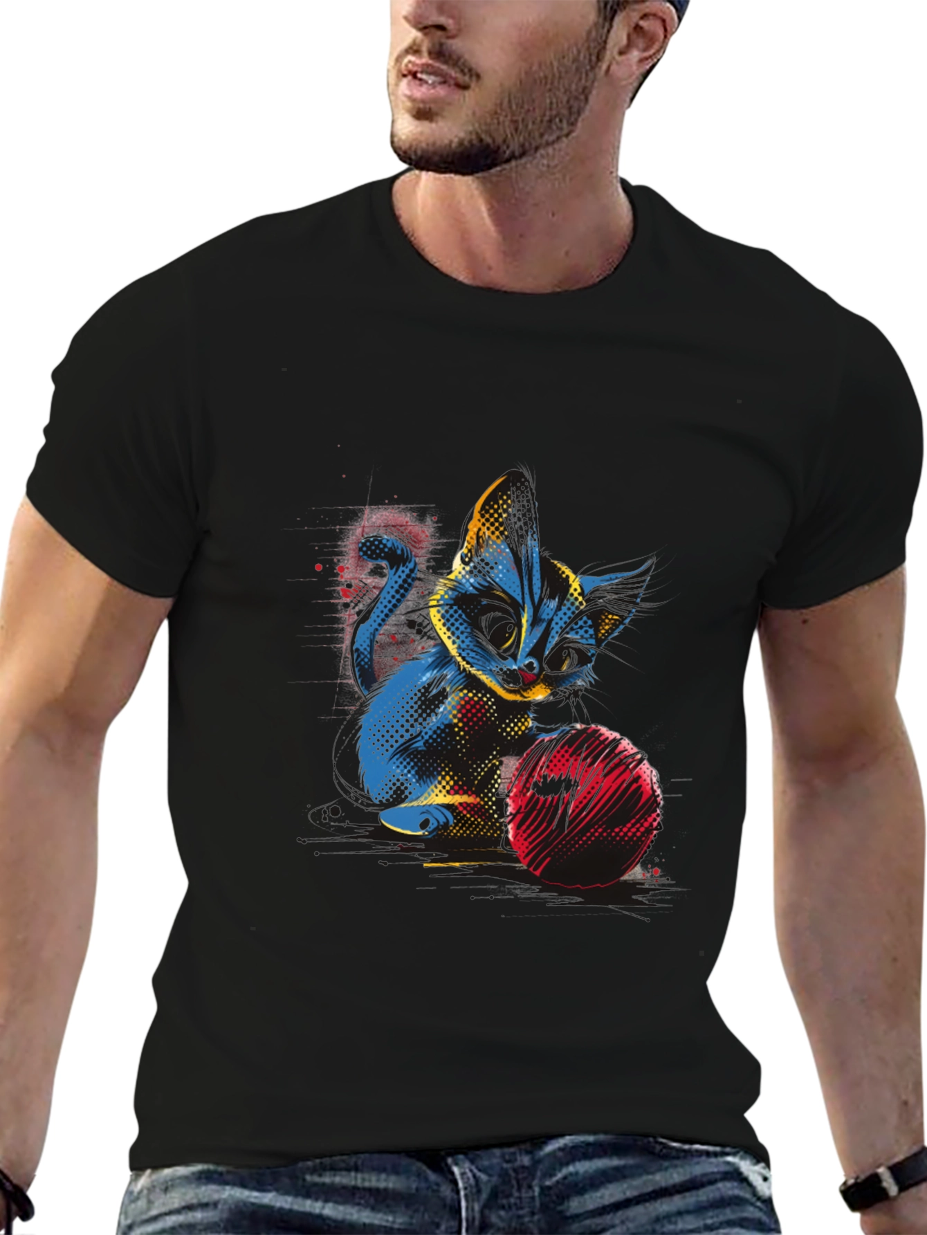 Abstract Cat Graphic T-Shirt