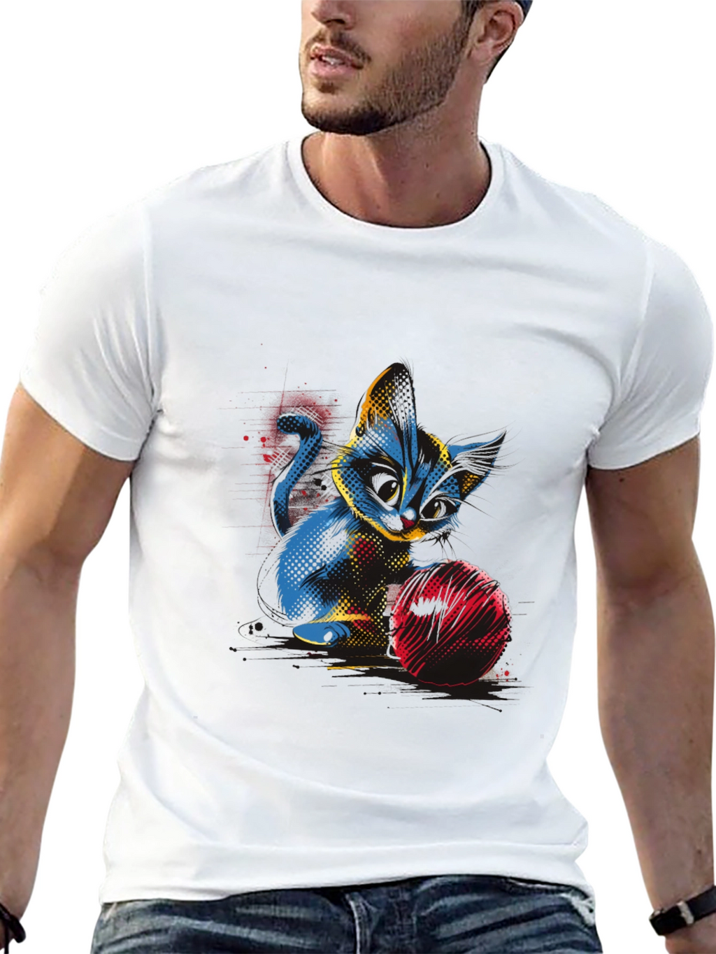 Abstract Cat Graphic T-Shirt