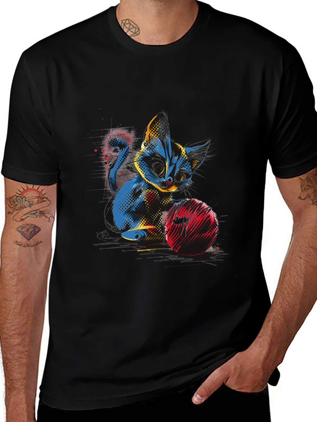 Abstract Cat Graphic T-Shirt