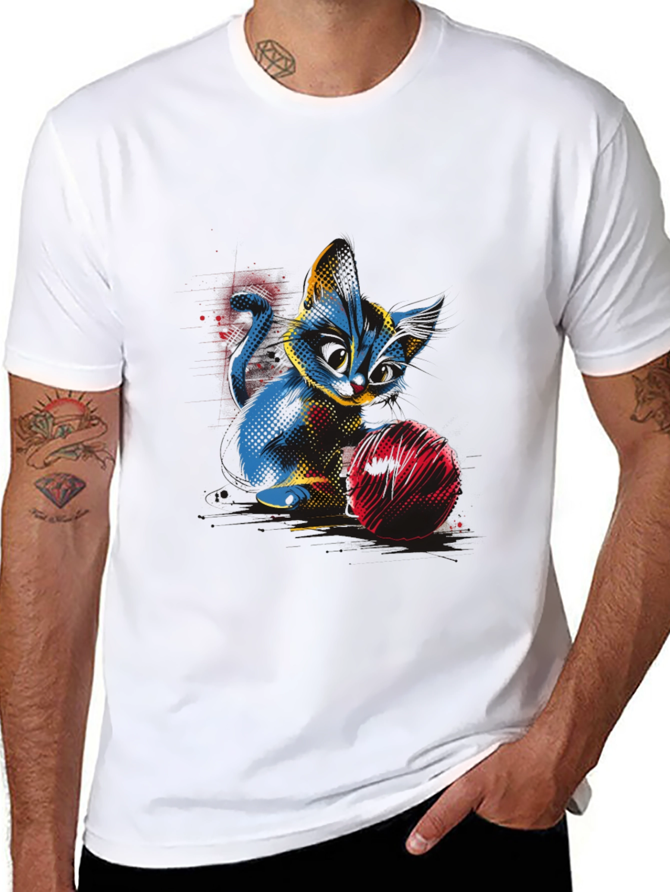 Abstract Cat Graphic T-Shirt