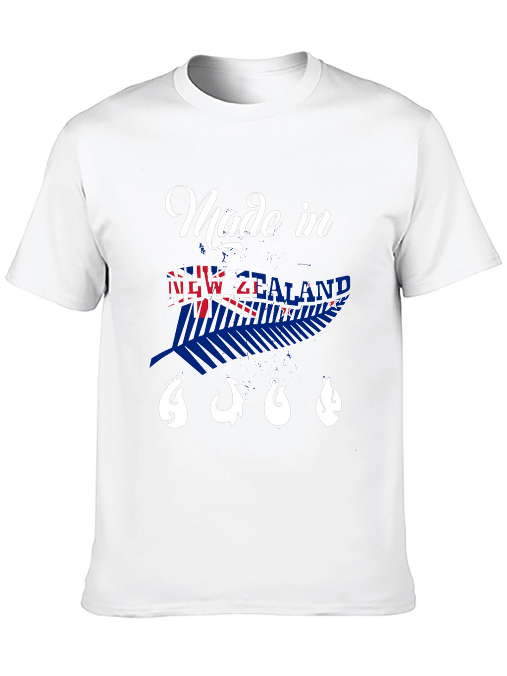 New Zealand Made Black T-Shirt with Fish Hooks