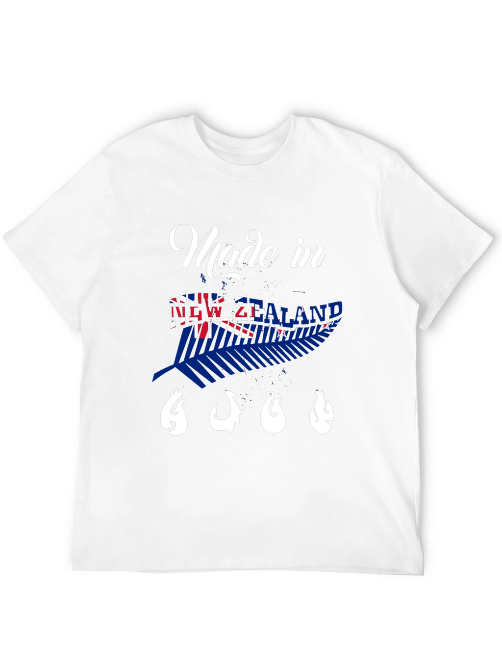 New Zealand Made Black T-Shirt with Fish Hooks