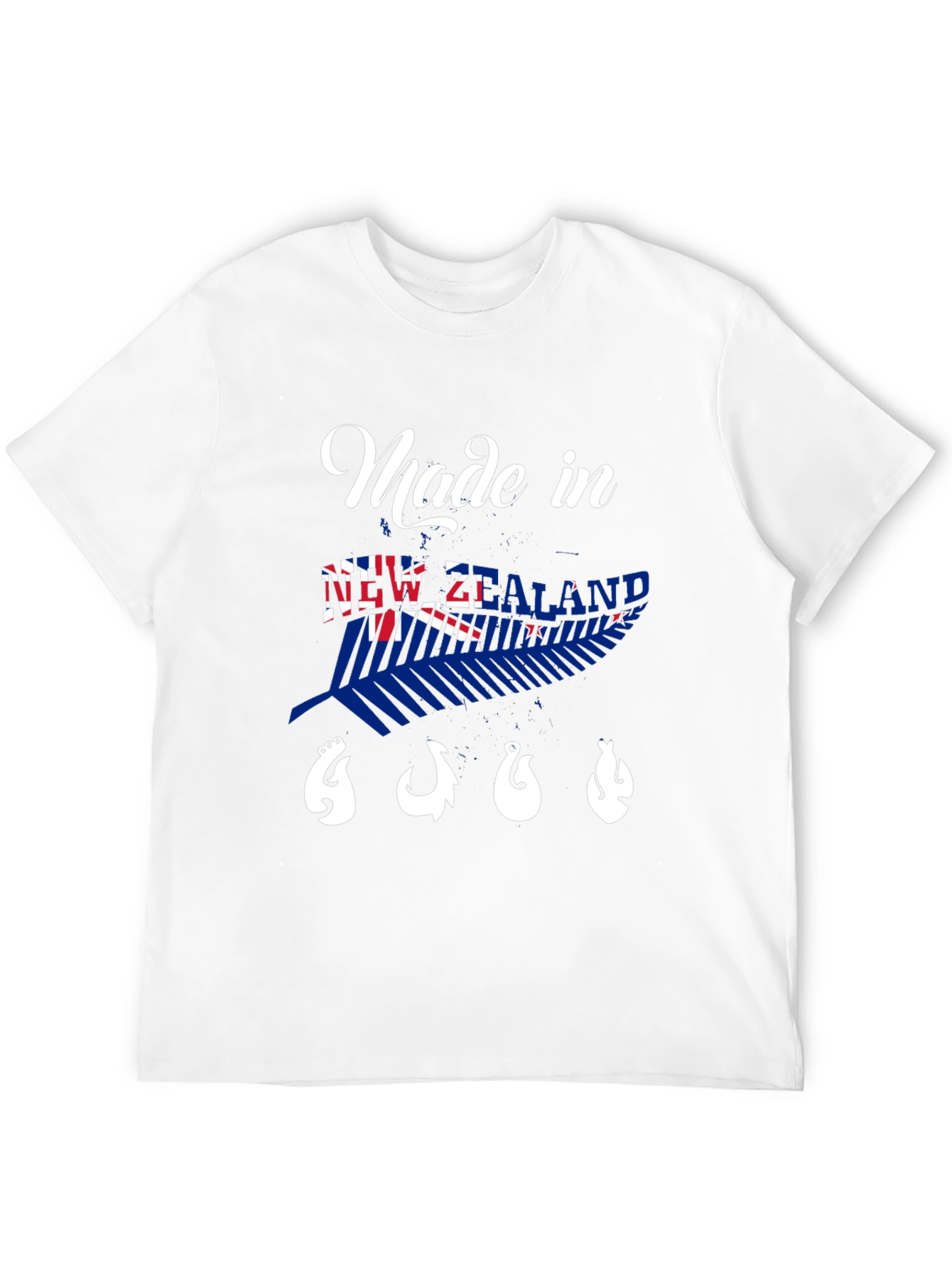 New Zealand Made Black T-Shirt with Fish Hooks