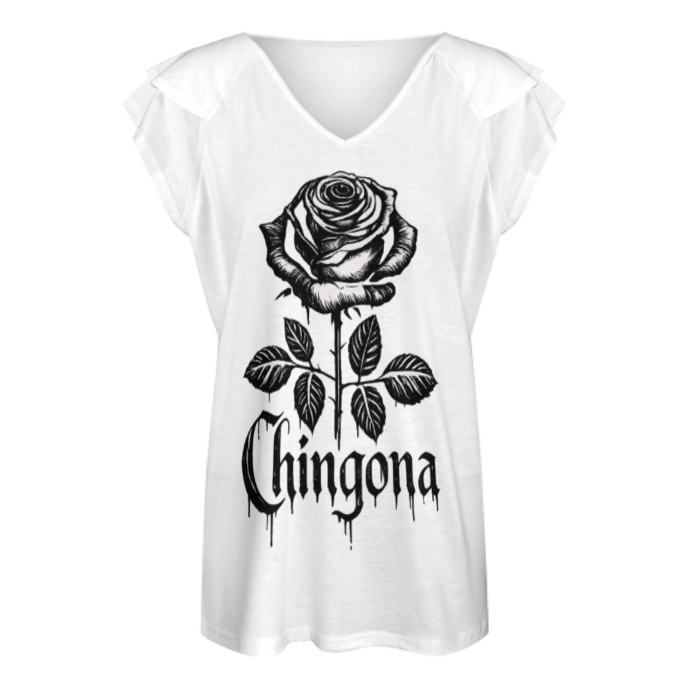 Chingona Rose Graphic Tee – Bold Latina Style Aesthetic Shirt for Women(z861)