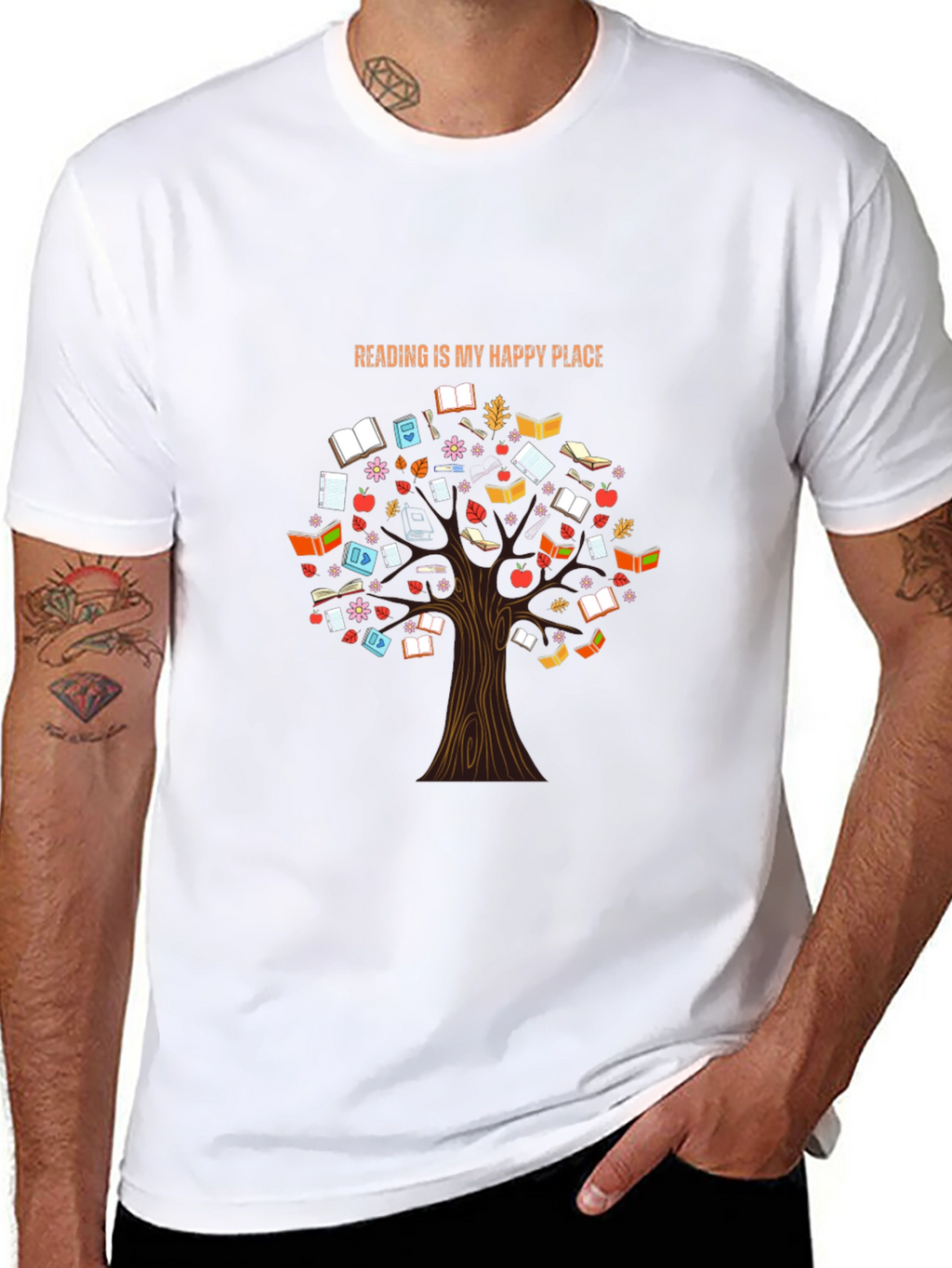 Reading is My Happy Place Tree Graphic T-Shirt