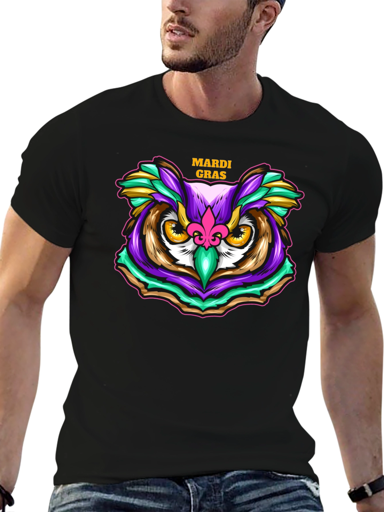 Mardi Gras Owl T-Shirt - Festive Graphic Tee