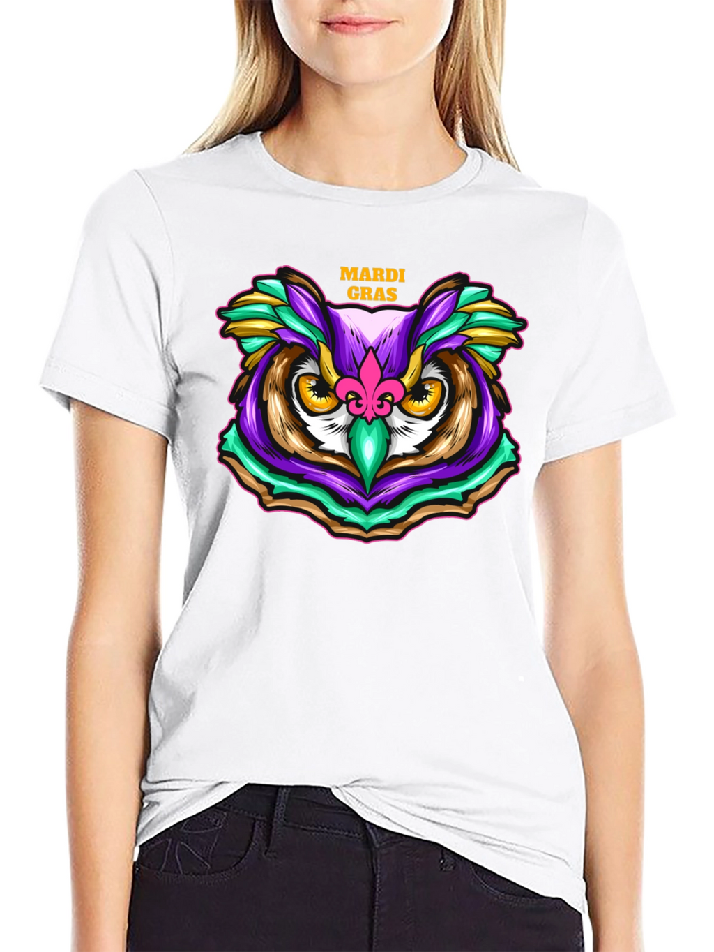 Mardi Gras Owl T-Shirt - Festive Graphic Tee