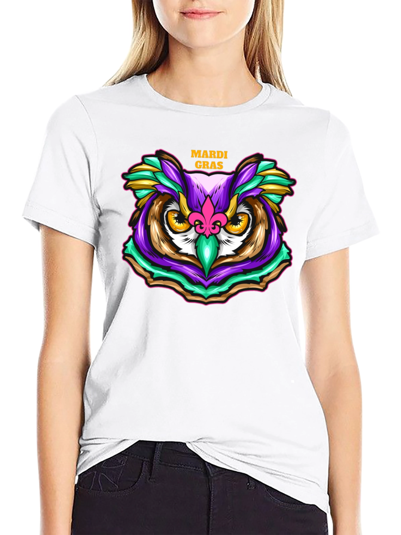 Mardi Gras Owl T-Shirt - Festive Graphic Tee