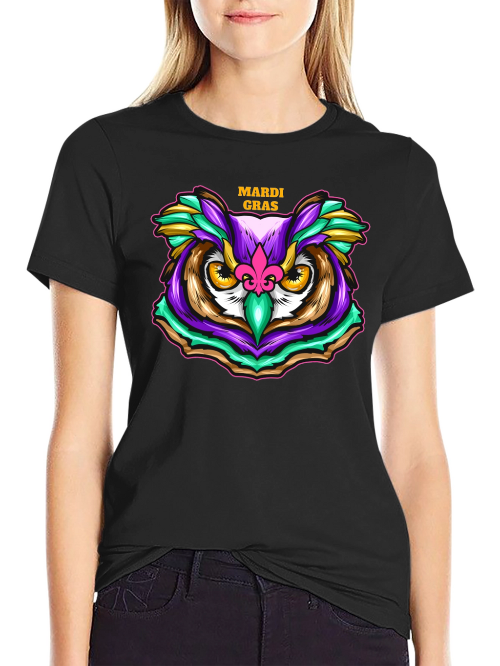 Mardi Gras Owl T-Shirt - Festive Graphic Tee