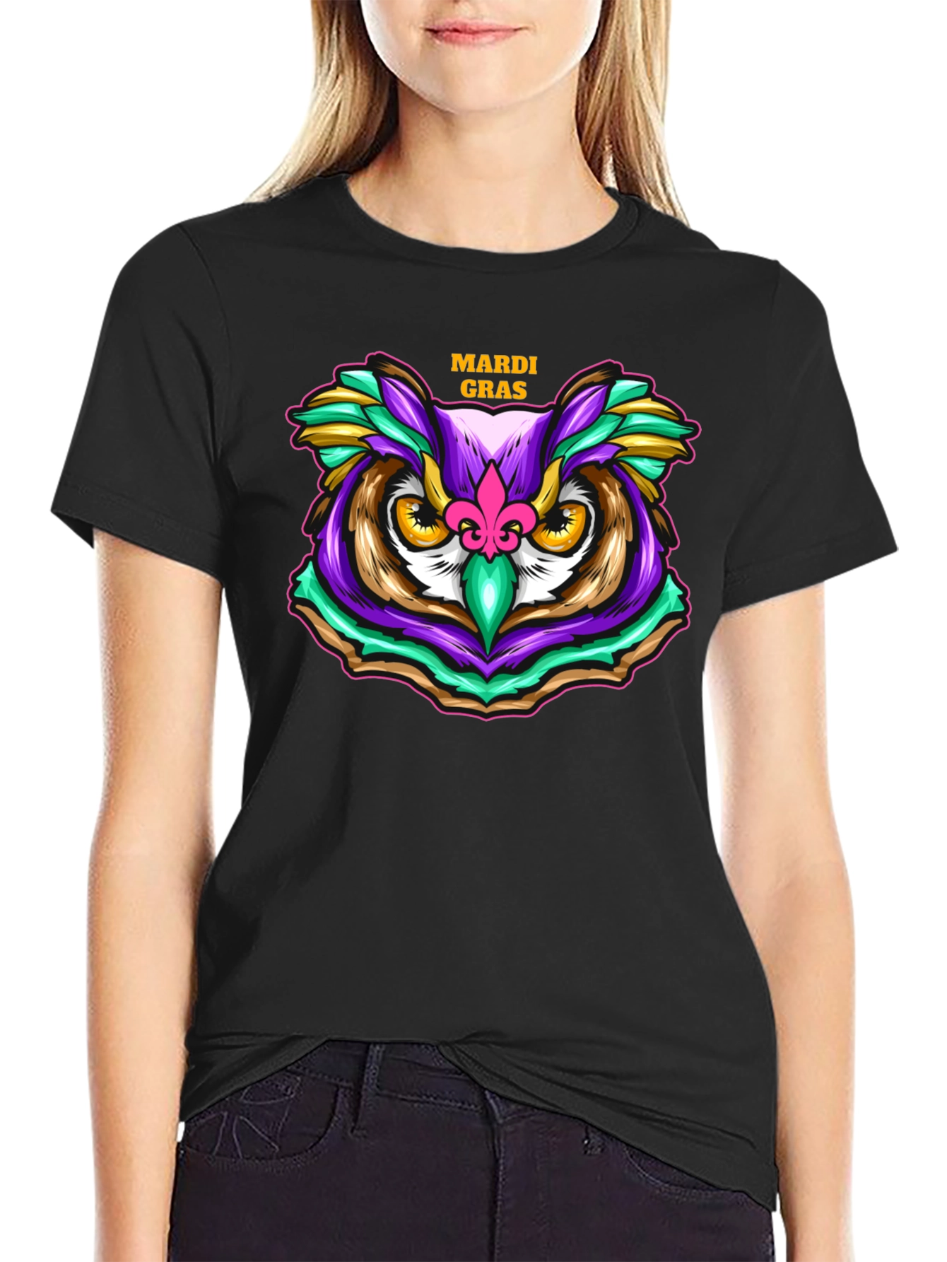 Mardi Gras Owl T-Shirt - Festive Graphic Tee