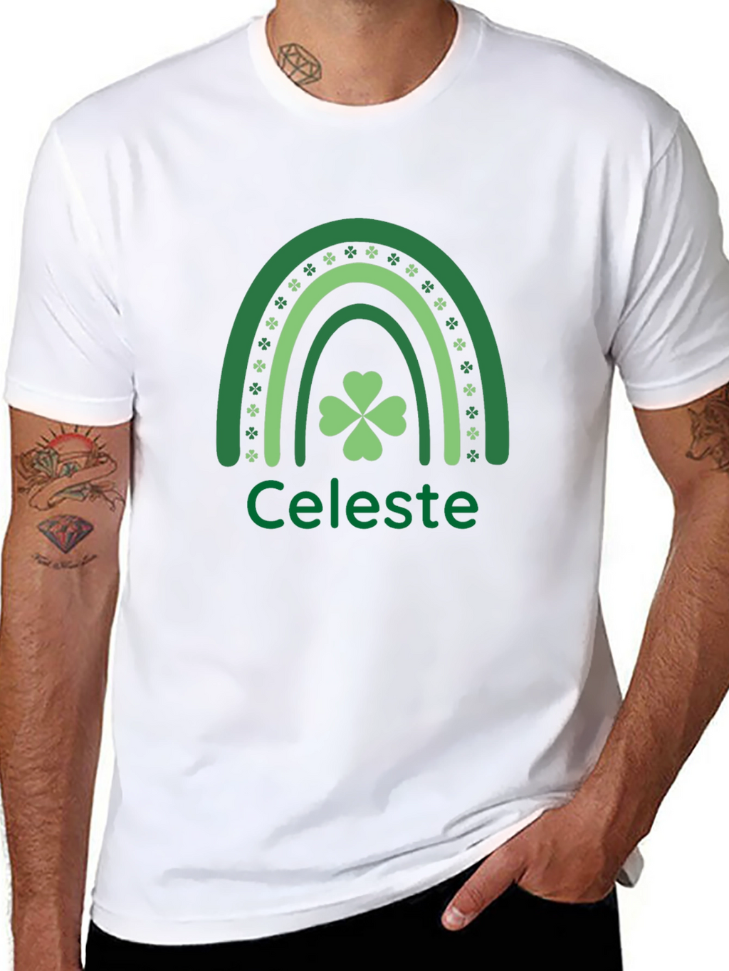 Celeste St. Patricks Day Shamrock Rainbow T-Shirt