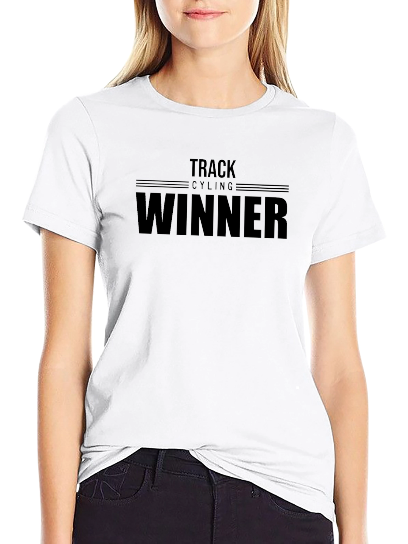 Track Cycling Winner Graphic Tee - Black Cotton
