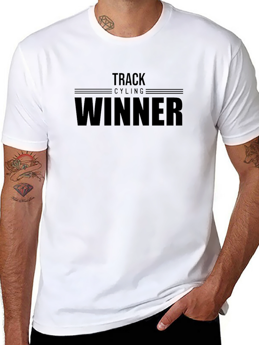 Track Cycling Winner Graphic Tee - Black Cotton