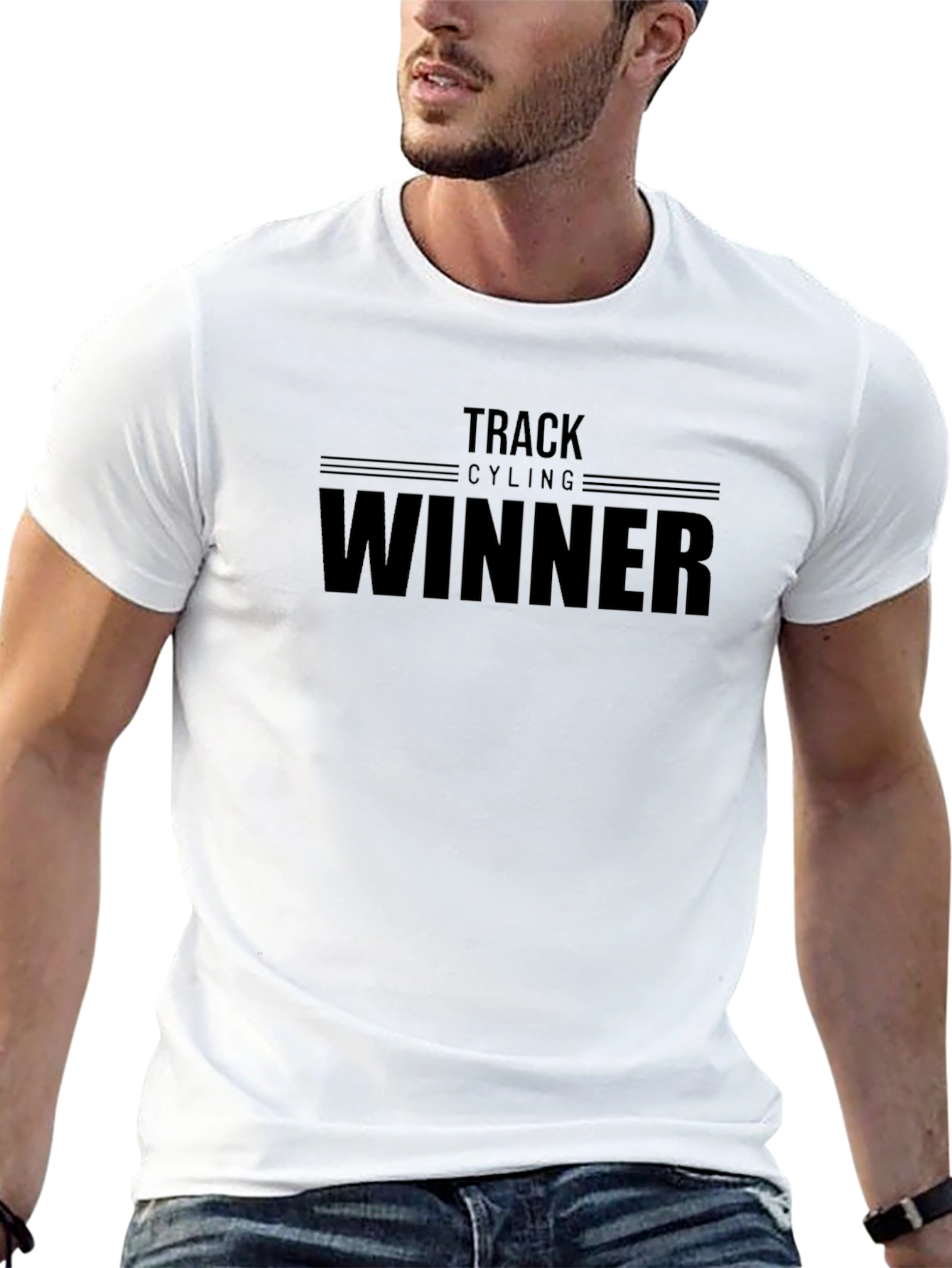 Track Cycling Winner Graphic Tee - Black Cotton