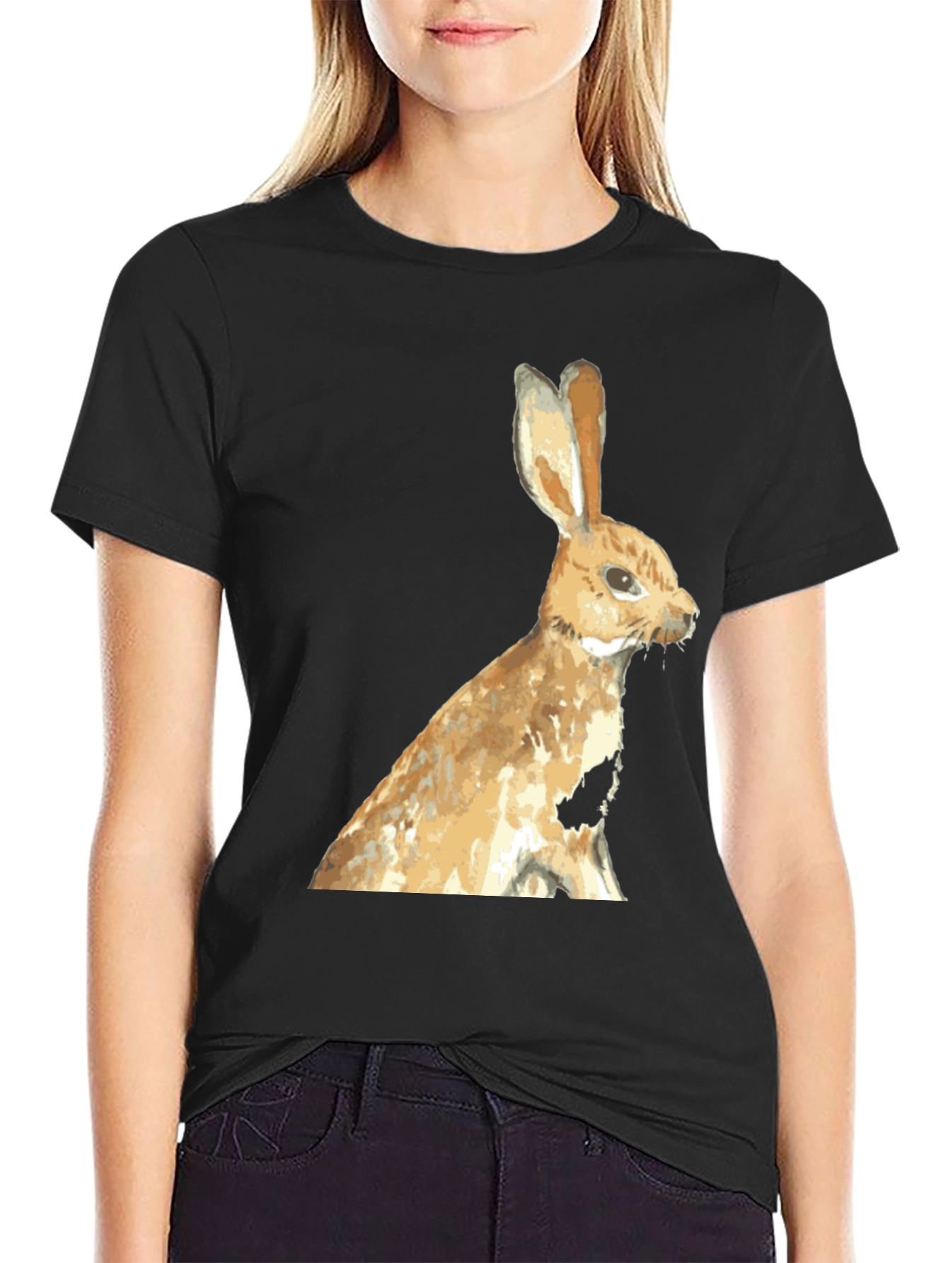 Rabbit Graphic Black T-Shirt
