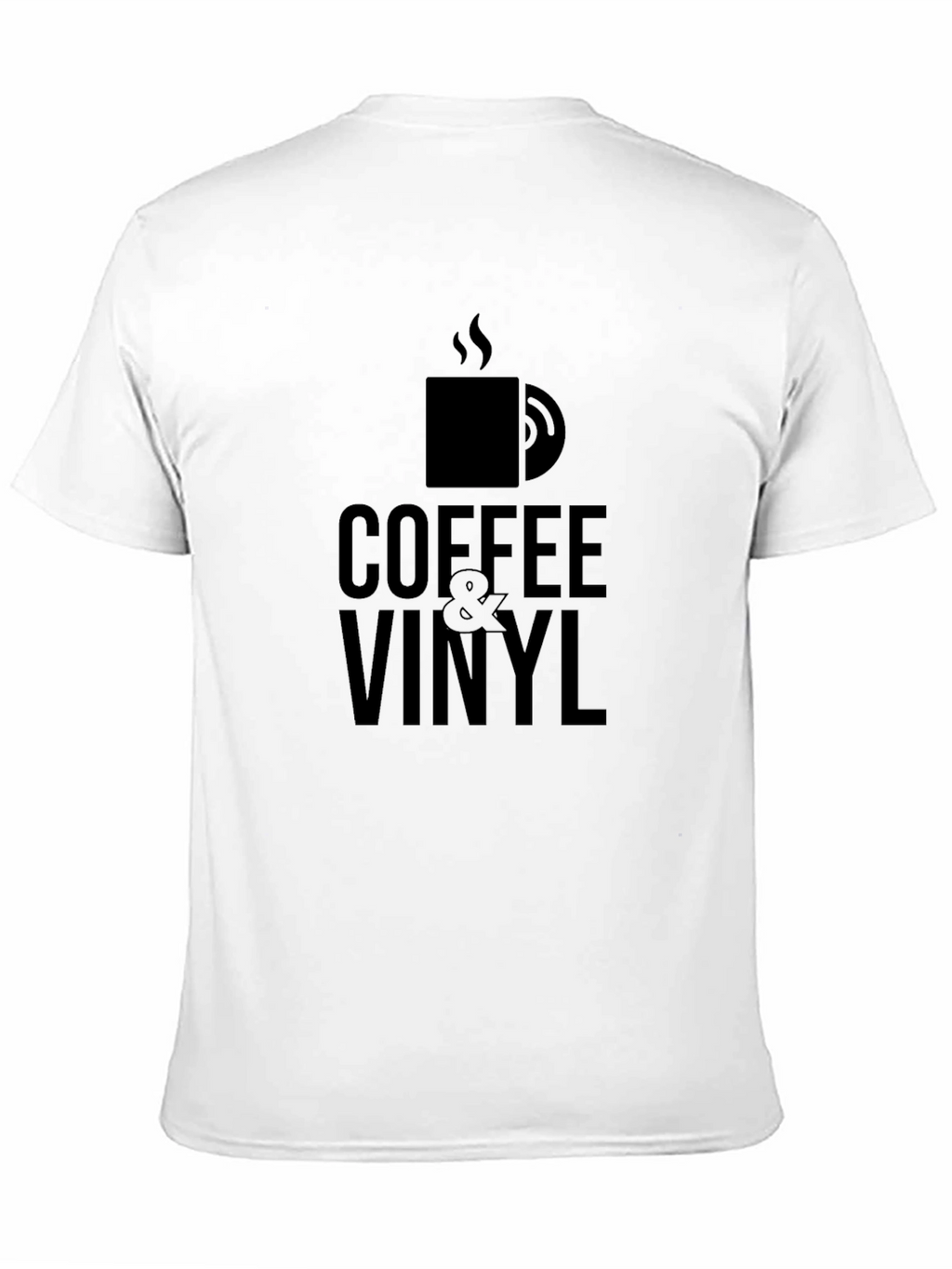 Coffee & Vinyl Graphic Tee - Black Casual T-Shirt