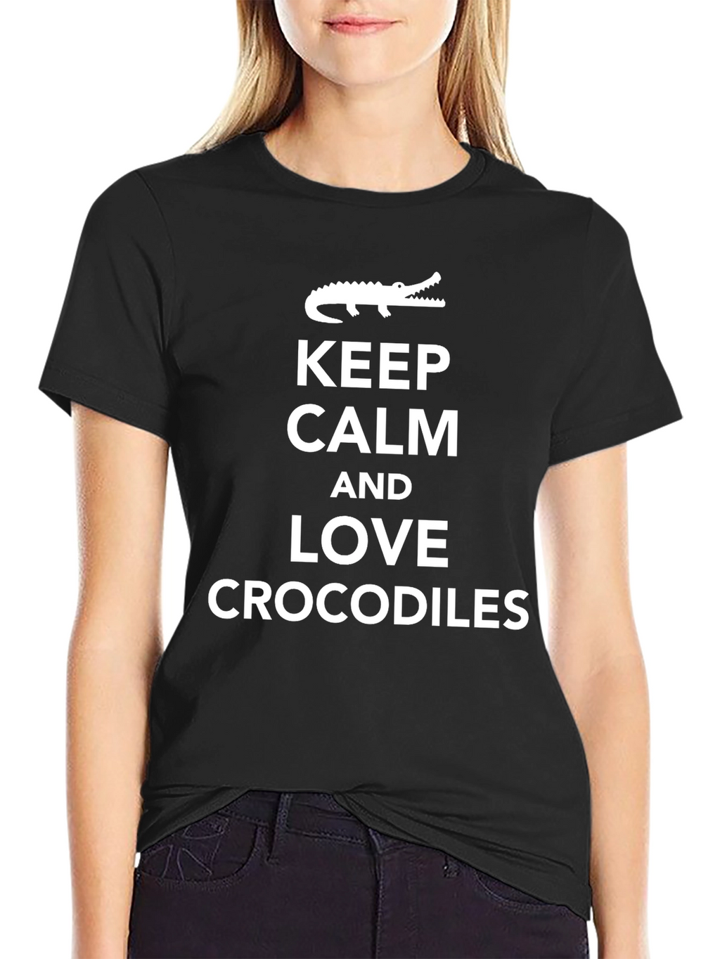 Keep Calm Love Crocodiles Black T-Shirt