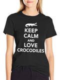 Keep Calm Love Crocodiles Black T-Shirt