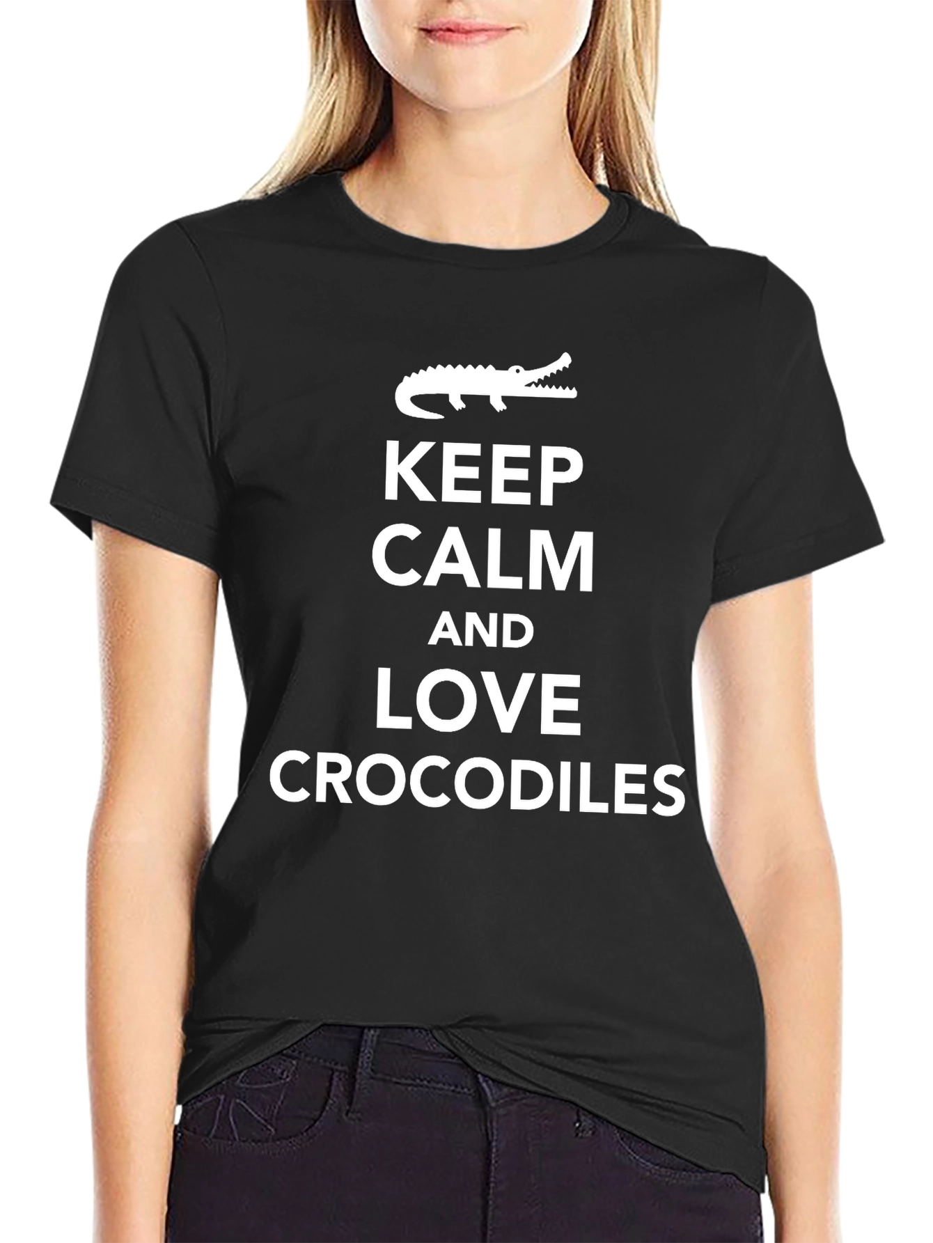 Keep Calm Love Crocodiles Black T-Shirt