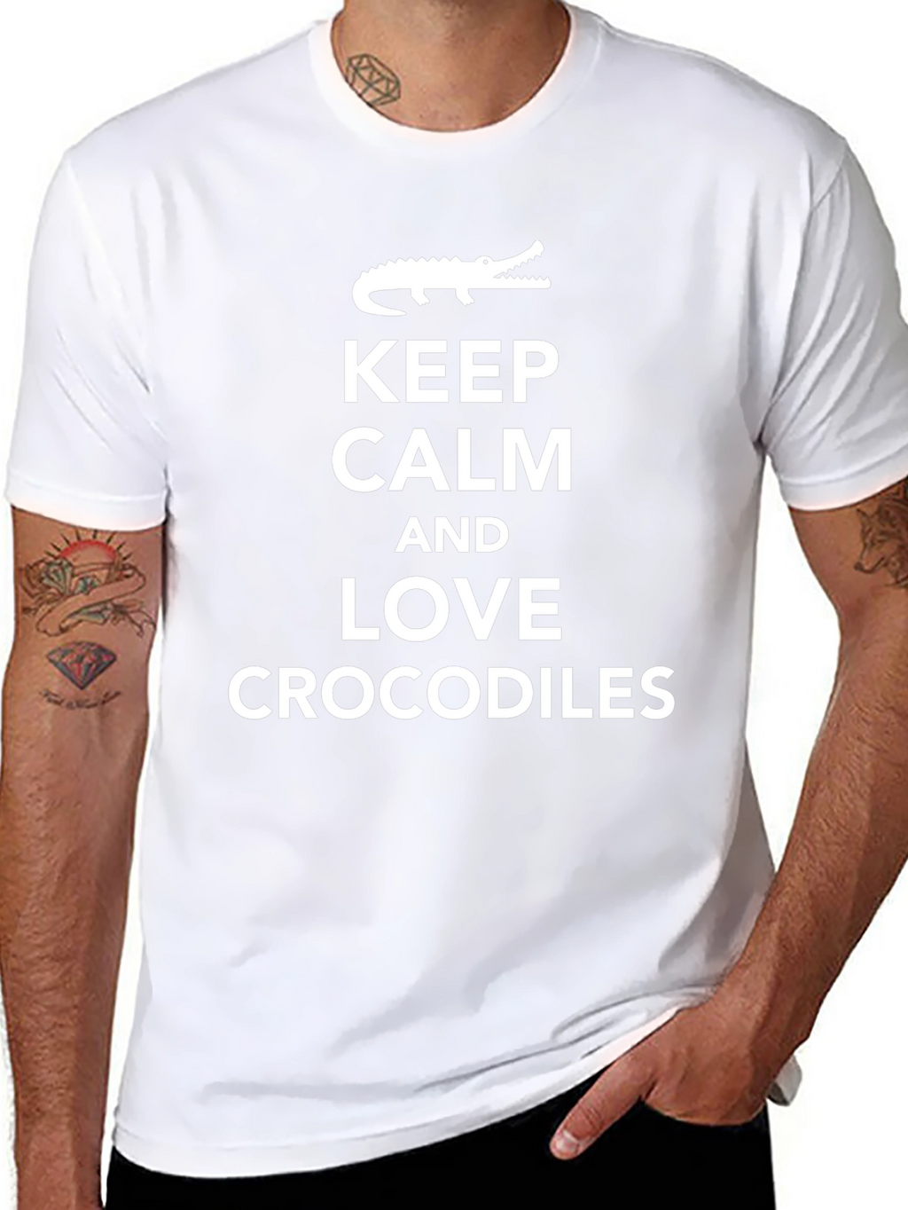 Keep Calm Love Crocodiles Black T-Shirt
