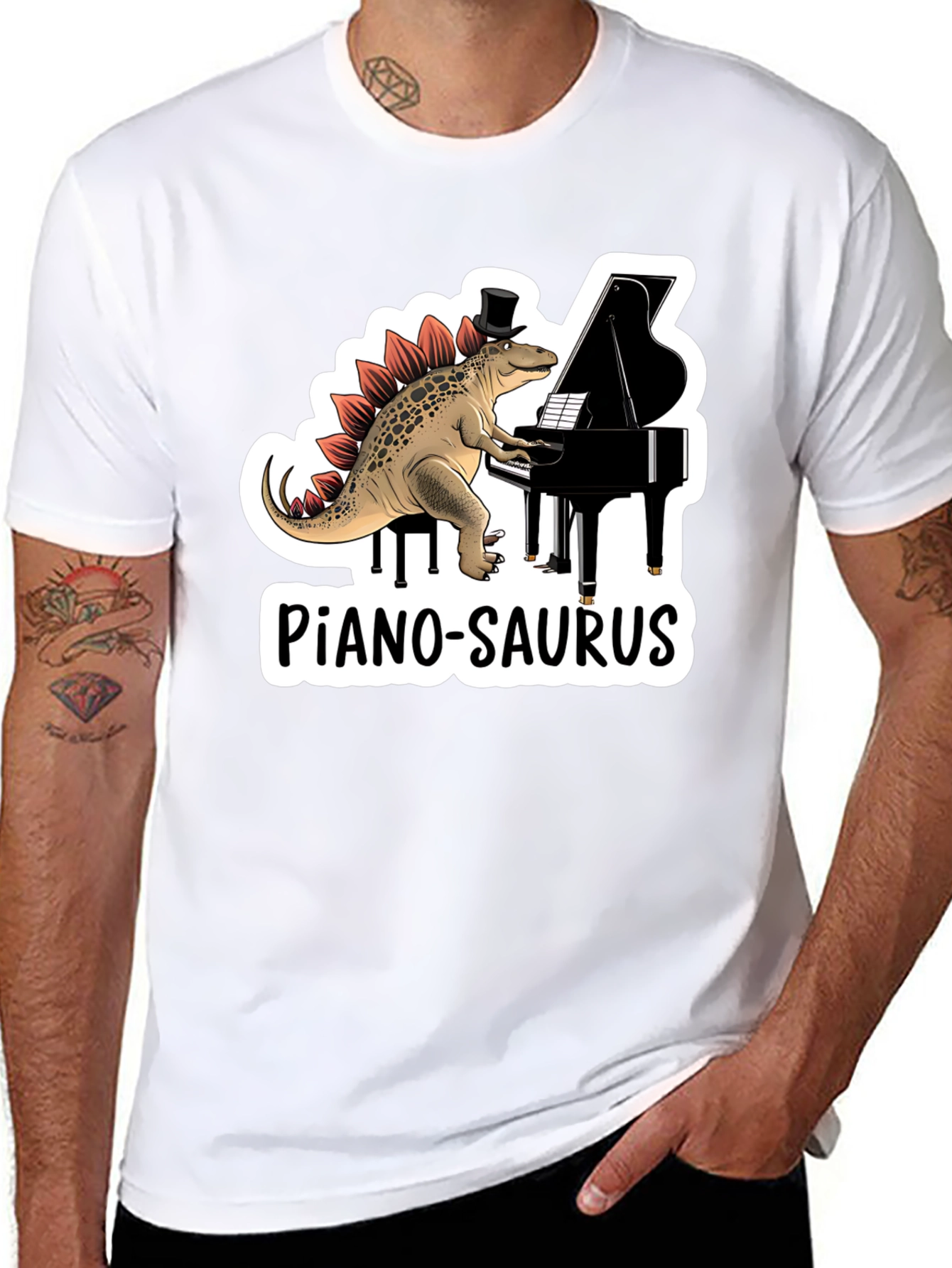 Piano-Saurus T-Shirt: Dinosaur Playing Piano!
