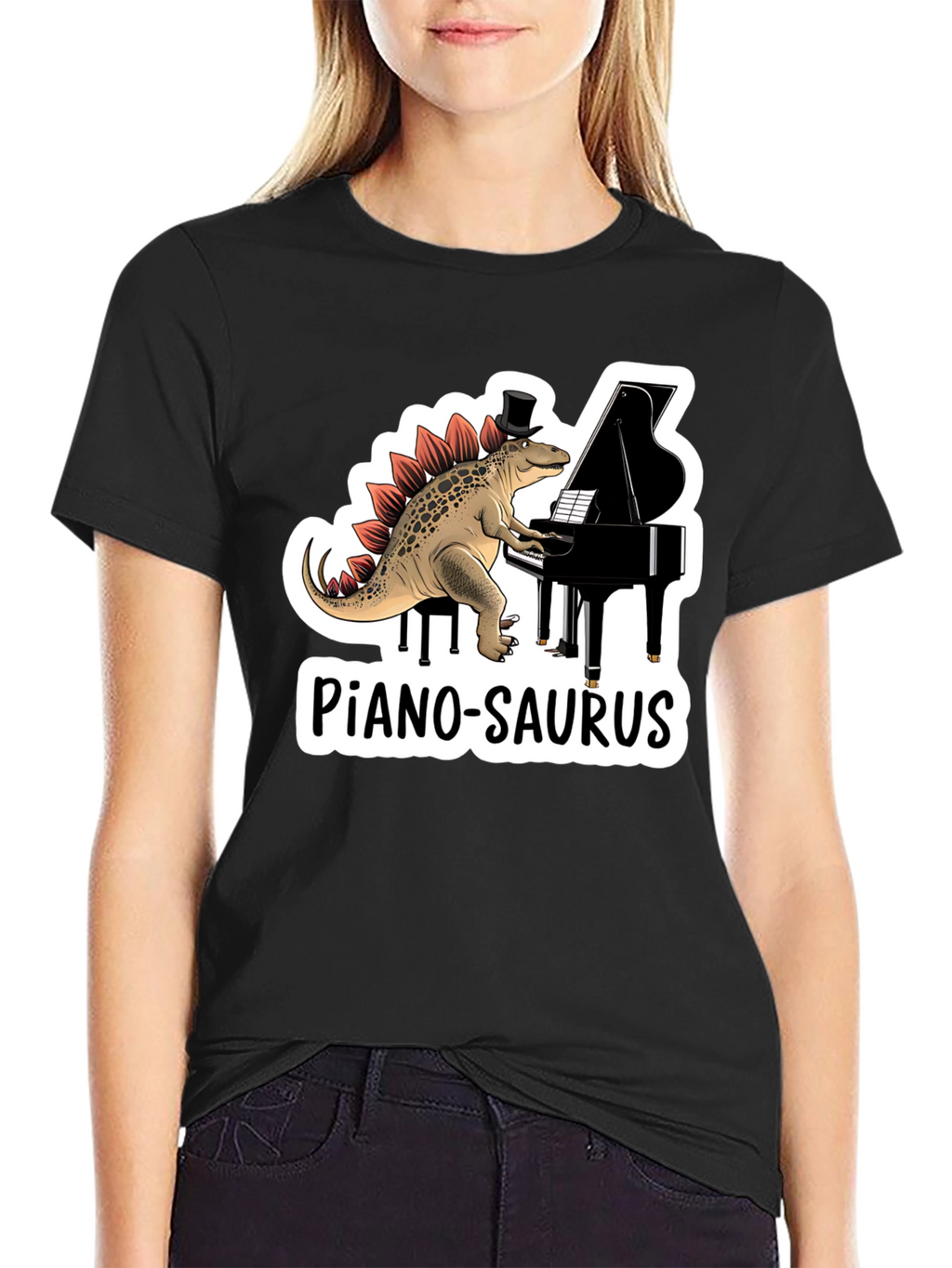 Piano-Saurus T-Shirt: Dinosaur Playing Piano!