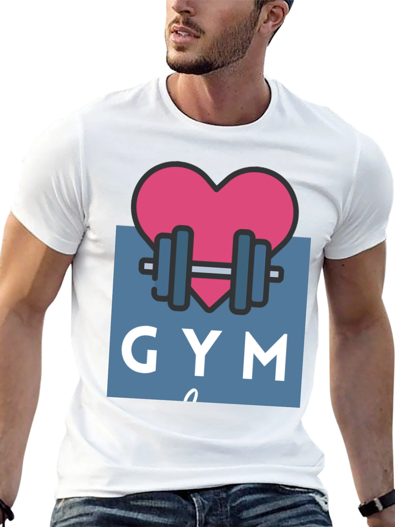 Gym Lovers Tee: Heart & Weights Design